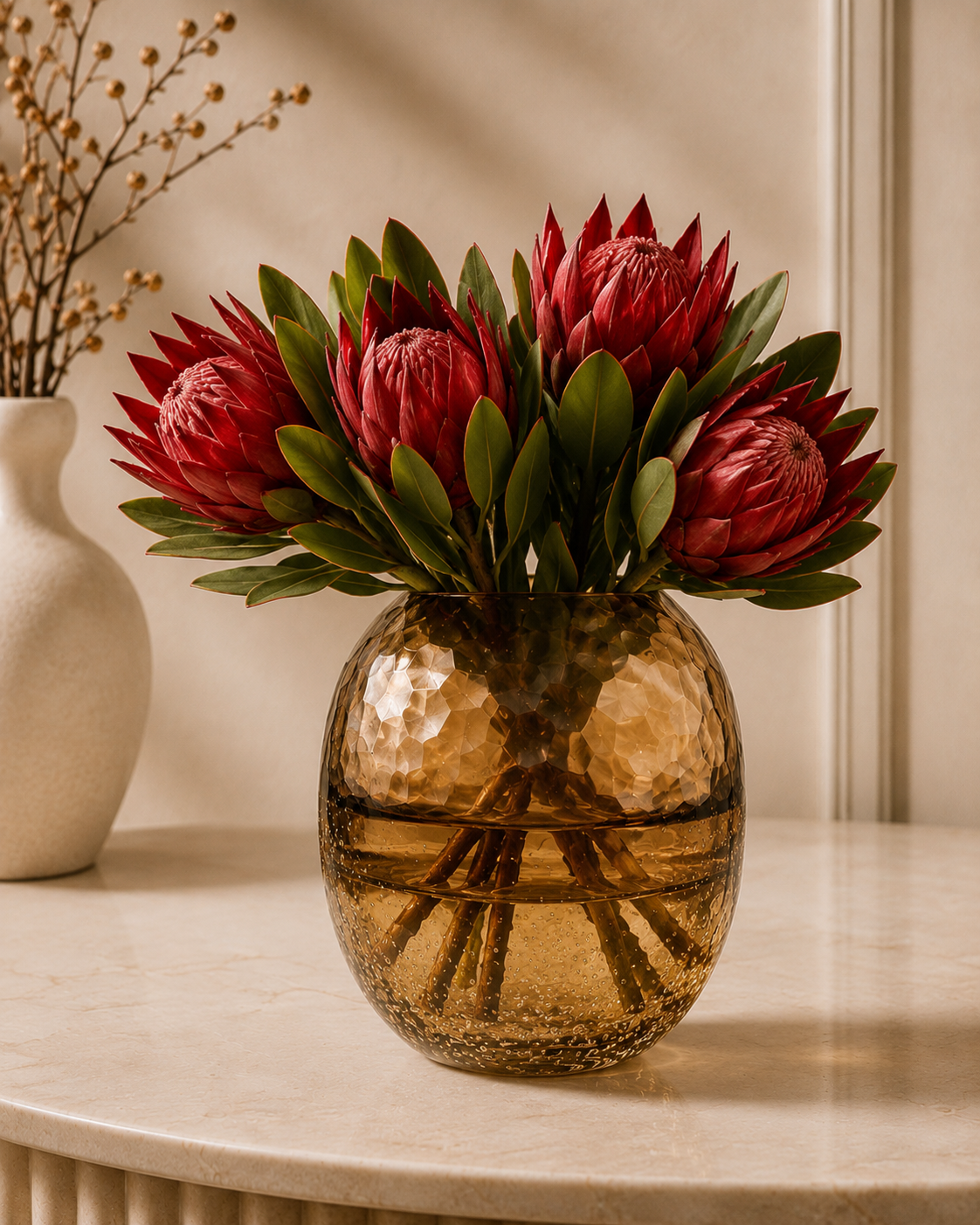 Soleil Hammered Gold Glass Vase
