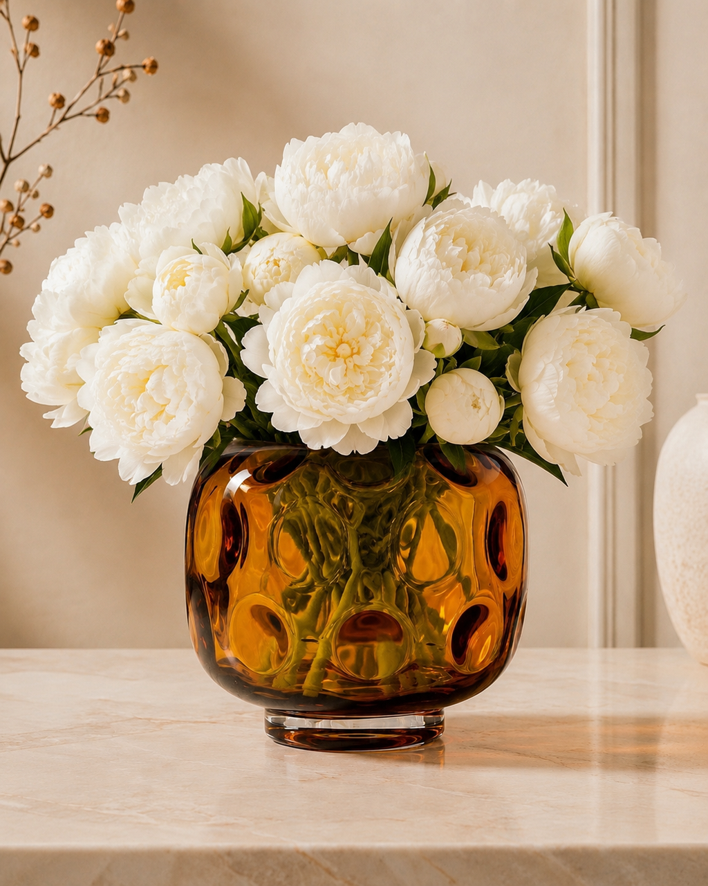Amber Optic Glass Vase
