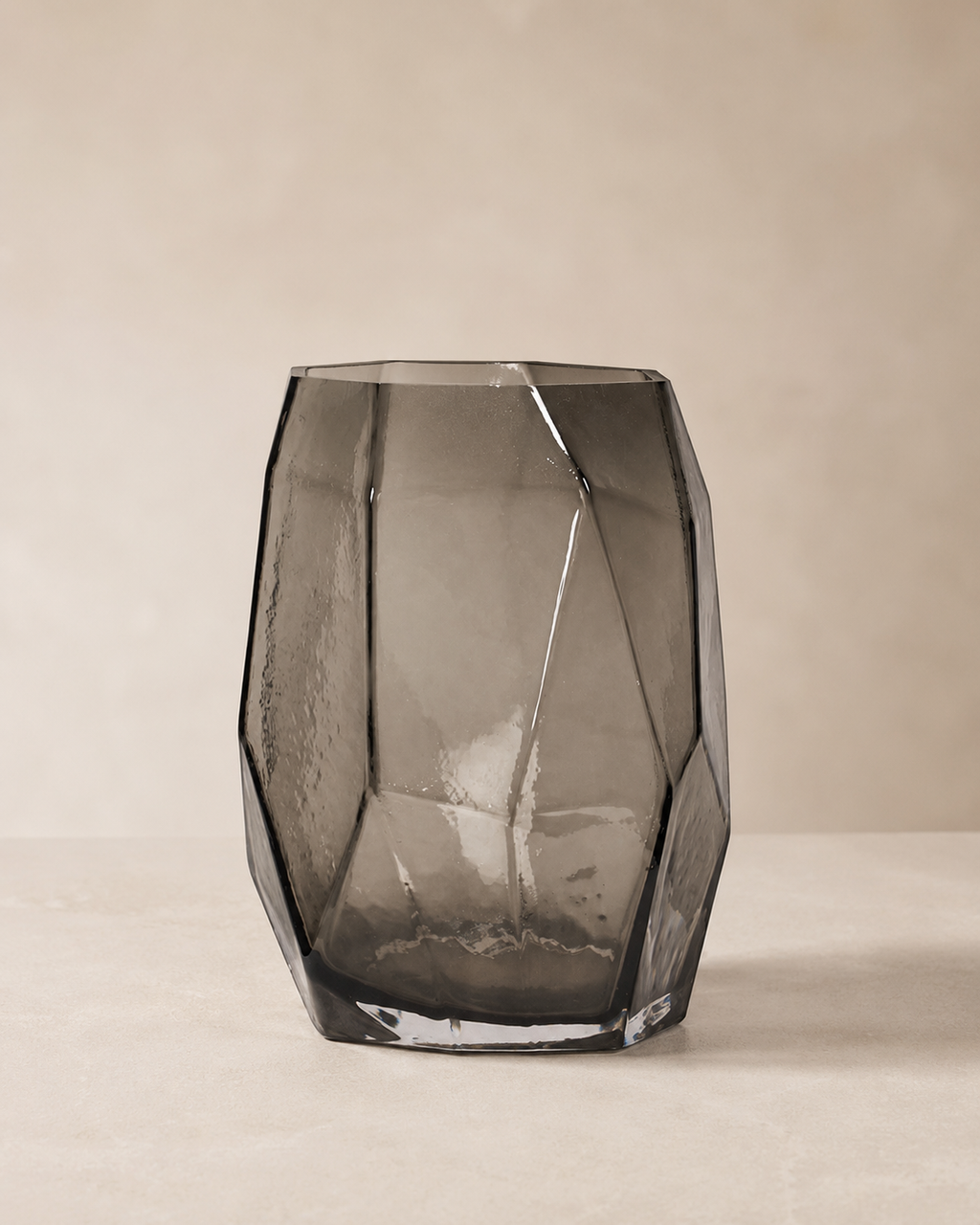 Facet Smoke Glass Vase