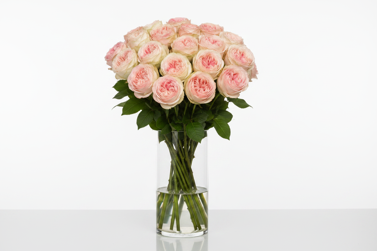 Peach Rose Bouquet 20 Stems – in cylinder vase