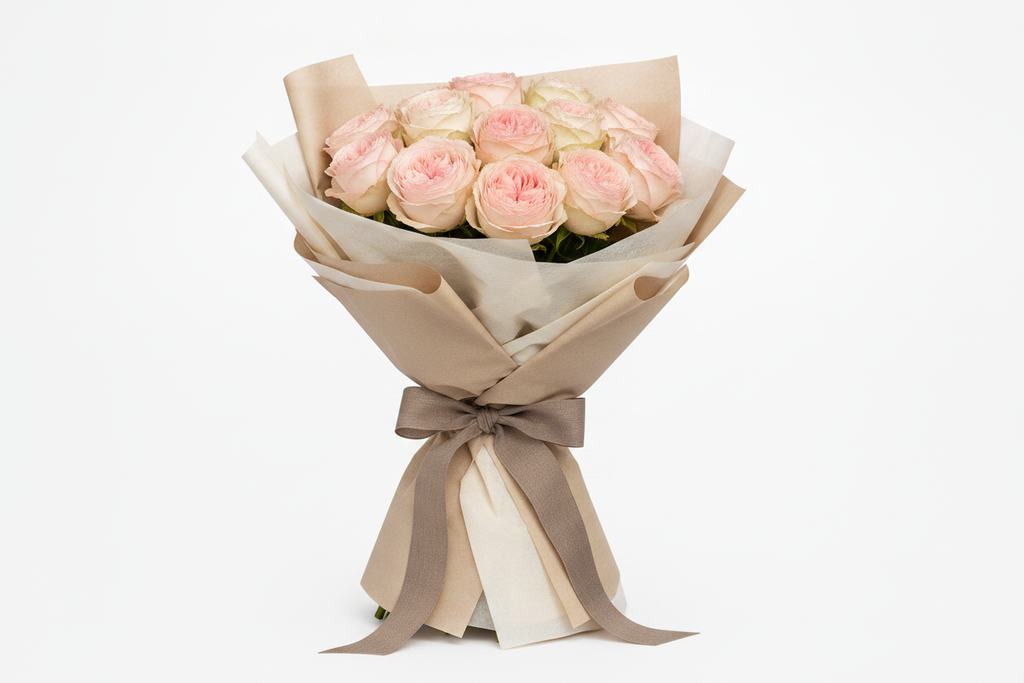 Peach Rose Bouquet 20 Stems – neutral wrapping