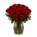 Red Rose Bouquet 20 Stems in smoky vase white background