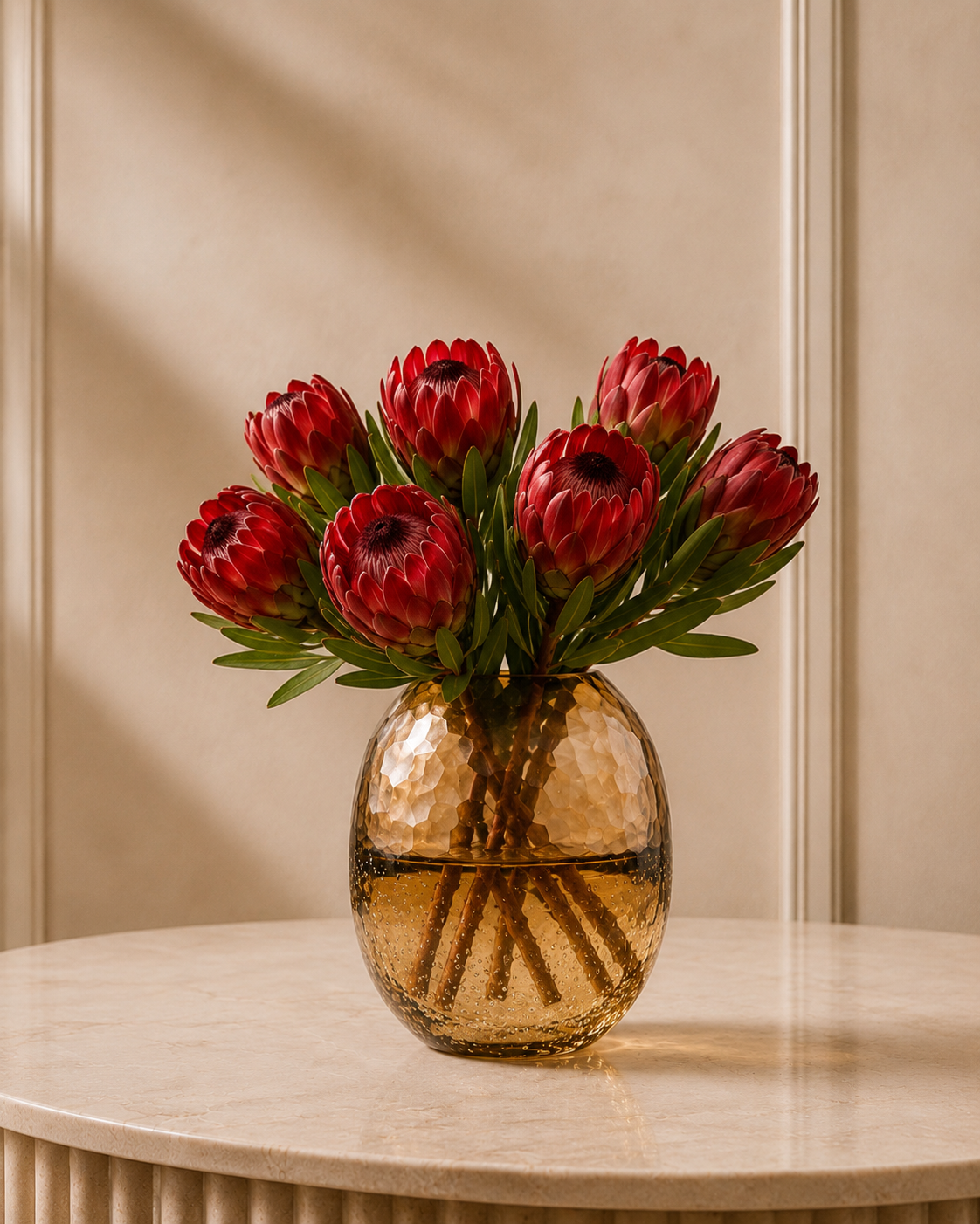 Soleil Hammered Gold Glass Vase