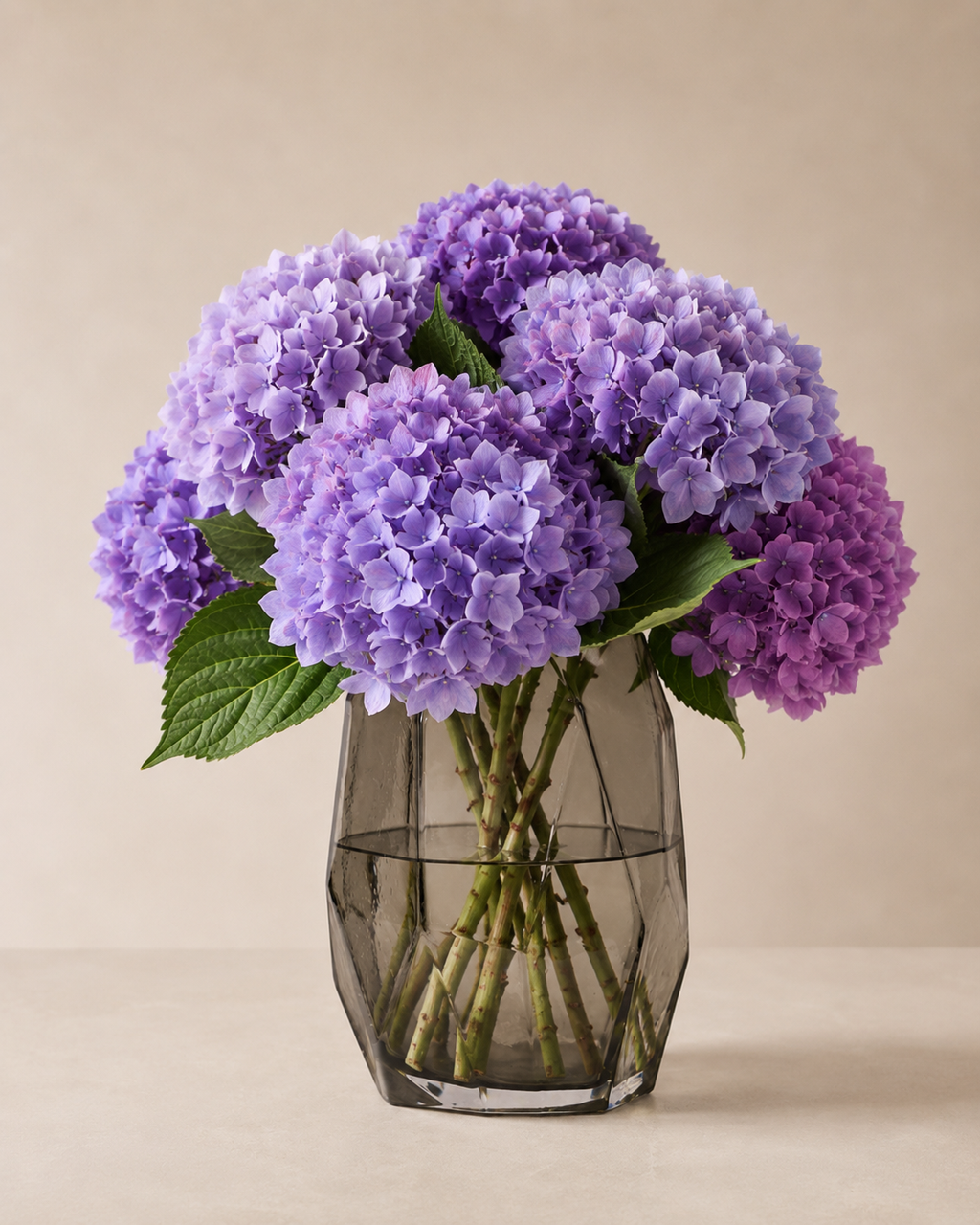 Facet Smoke Glass Vase