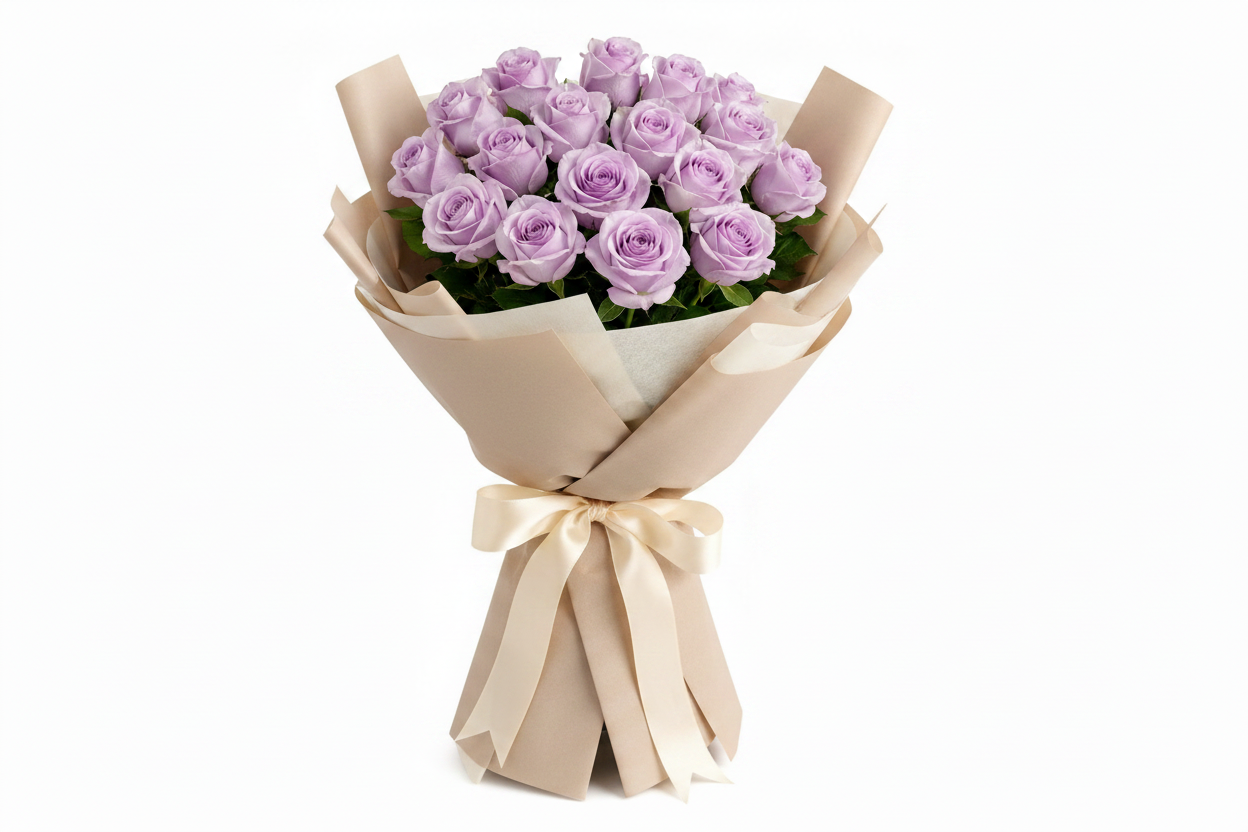 Purple Rose Bouquet 20 Stems – neutral wrapping