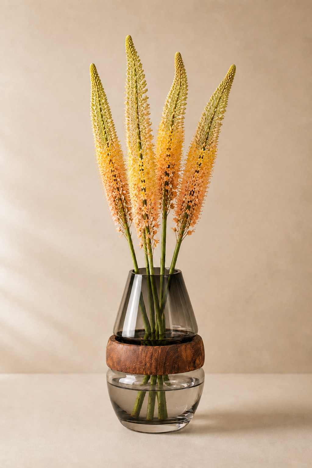 Terra Smoke Wood & Glass Vase